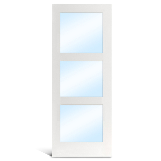 Ușă franceză din sticlă amorsată MDF cu 3 litere