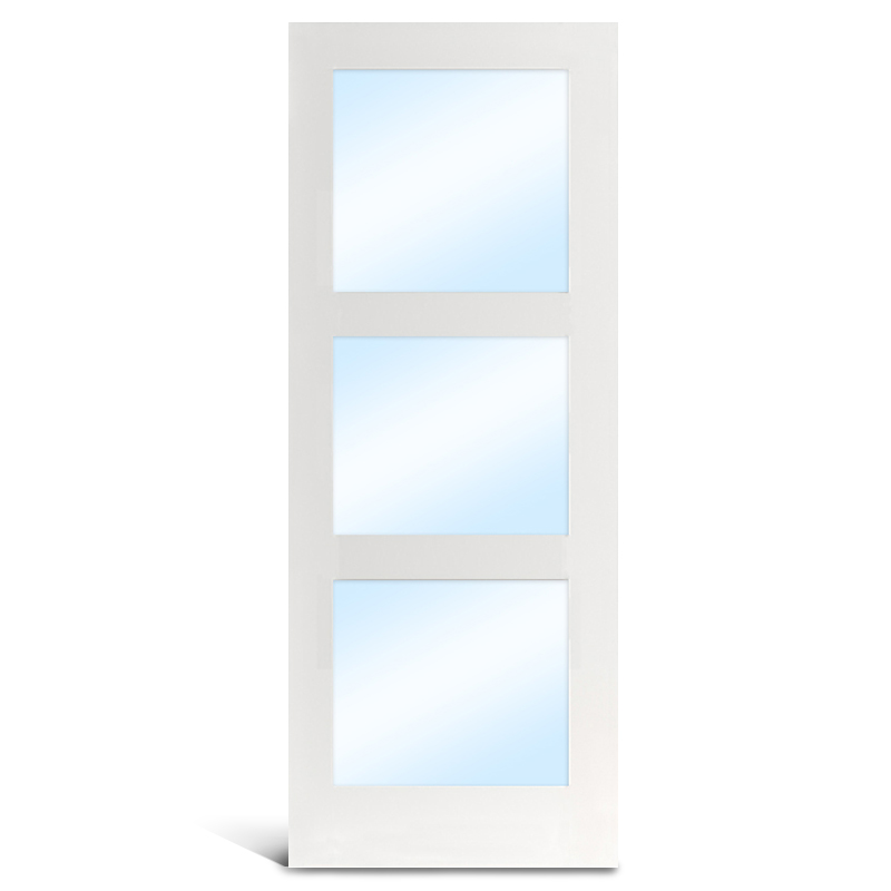 Ușă franceză din sticlă amorsată MDF cu 3 litere